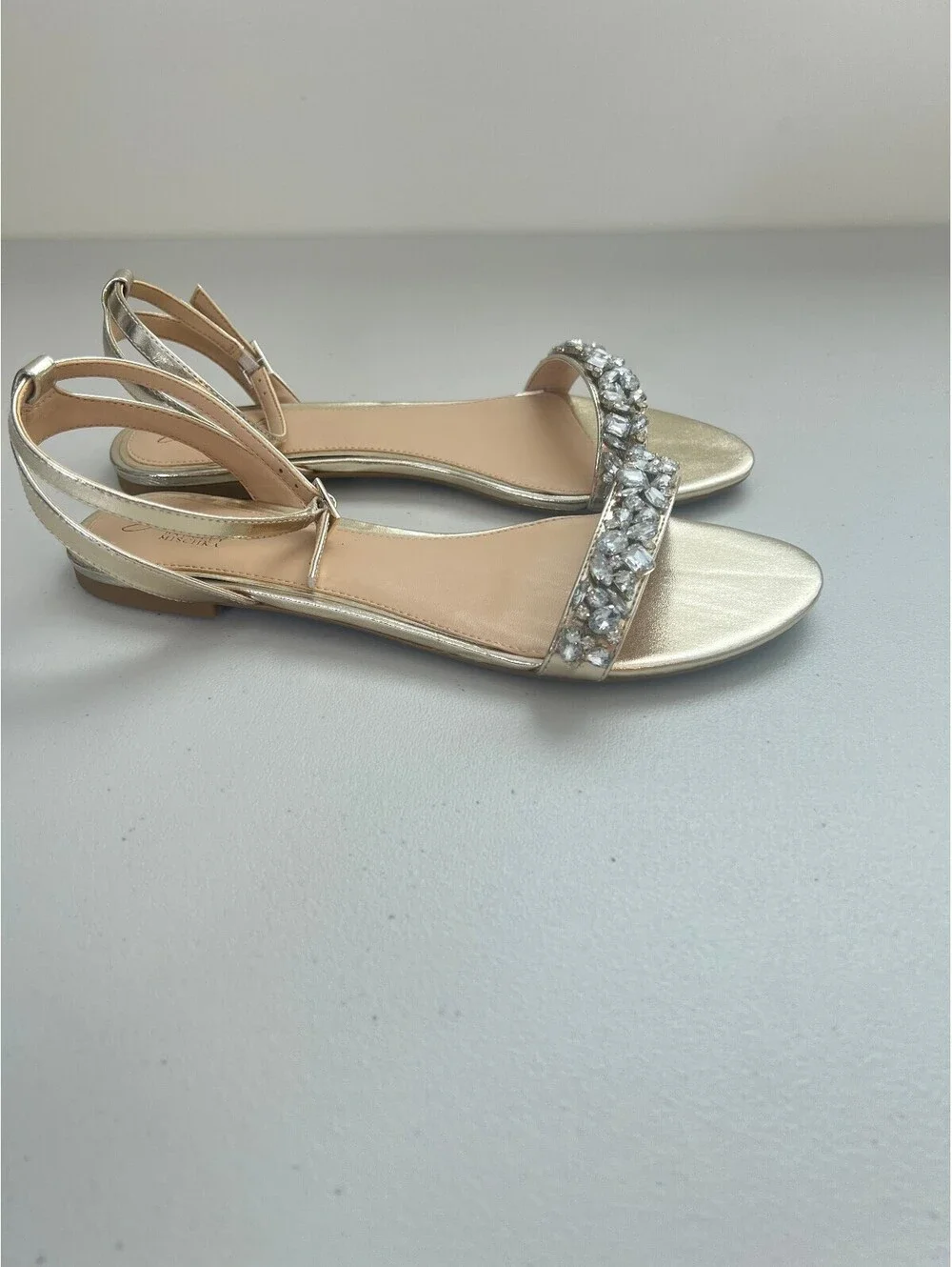 Jewel Badgley Mischka Giona Embellished Evening Sandals Gold Metallic Size, 8.5